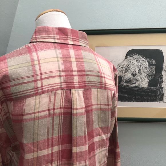 Valerie Stevens Plaid Linen Button Up Blouse/Tunic - Picture 9 of 12